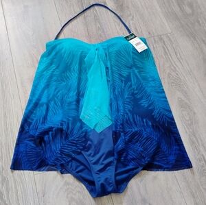 NWT LAUREN Ralph Lauren Ombre Palm Flyaway One Piece Swimsuit